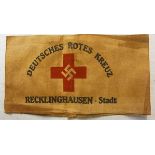 German WWII Style Red Cross Armband "Deutsches Rotes Kreuz, Recklinghausen - Stadt"