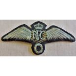 Royal Flying Corps Officer's Cloth Wings with 'O' Observer added to the bottom. A/F