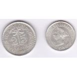 Ceylon 1892 25 Cents, UNC, KM 95 - Ceylon 1897 10 Cents, UNC, KM 94