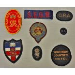 British Cloth Patches - a good selection of nine mostly Civilian patches including: G.R.A., P.A.,