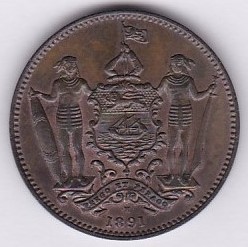 British North Borneo 1891H - cent, AUNC, lustre, (KM2) scarce