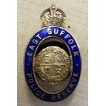 British Police East Suffolk Reserve Lapel Badge, made by J.R. Gaunt London.