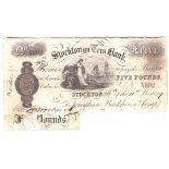 Great Britain 1879 - Stockton on Tees Bank £5, fine, scarce provincial banknote, Jonathon