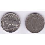 Ireland 1934 - Three pence, GVF plus 1935, Three pence AUNC, (KM4) (2)