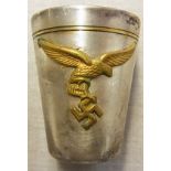 German WWII Luftwaffe Style Schnapps cup, for toasting Victory after the battle. Makers mark 'A'