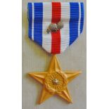 US Army Silver Star with oak leaf device, unnamed. A scarce American medal awarded for the most