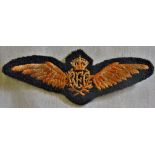 Royal Flying Corps WWI Cloth Pilots Wings, a very complex and well made design. Scarce