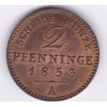 Germany (Prussia) 1853A - (2) Pfennig, UNC, full lustre (KM452)