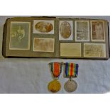 British WWI Pair to 162682 GNR. H. Waters Royal Field Artillery, also a family photo album including