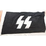 German WWII Large SS Flag with many SS markings on the lanyard "1943, Berlin, 85x150" Sold A/F