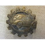 German WWII Style Volkswagen Factory Workers badge "Stadt Des Kdf-Wagens Fallersleben"