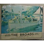 The Norfolk Broads Poster 'The Broads - It's Quicker by Rail' this is a vintage poster promoting