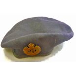 British WWII Blues Beret, Royal Engineers Capbadge and 1945 dated made by Kangol.