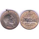 Great Britain 1902 coronation Medallion by Pope, 45mm, W/M, Quality relief busts, with ring