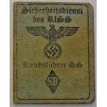 German WWII SD/SS Identity Pass Book to an SS. Somder Commando Alois Bruno Koemio, No. SD.34.667.