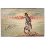 Napoleon L'Empereur - Artist Postcard by Fouquier - Napoleon Survey the banners of battles