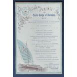 1897 (January 25th) Castle Lodge of Harmony No. 26 Bro W.H.Propert in the Chair, illustrated menu at
