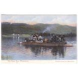 Windermere Ferry Boat, 1906 used colour postcard by Abrahams, very fine Lakeside 'C' date stamp