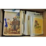 Mixed Ephemera-Shoebox with collection of 1930-50 greeting cards(nice lot) odd football programme,