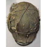German WWI Stalhelm helmet with hessian cover, still has its original in-liner and chin strap.