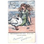 Fairy Tales - Hans Andersen's Fairy Tales, The Wild Swans (Eliza and the Swans), artist card by