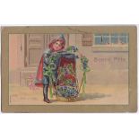 Greetings - Beautiful embossed 'Bonne Fete' French card - a child with abasket of flowers used 1907