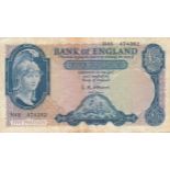 England - £5 Blue Britannia 1961 H48 474382 O'Brien Fine B280 First Series