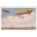 Airships/Advertising - Early Colour postcard, Airships with Continental Balloon material