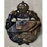British WWI Tank Corps Officer's Bronze capbadge