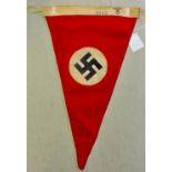 German WWII NSDAP Pennant, many markings 'SA der N.S.D.A.P. 1943. See terms and conditions.