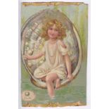 Advertising/Medical - Owbridges Lung Tonic, a cherub young girl Pearl, advertising Card cut down