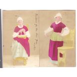 Ethnic/Hand Painted - two hand painted coloured postcards of a Dutch Domestic lady, (one used London