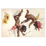 Children - 1907 used postcard of two black cherubs by ink. Art Pub Ltd, New York, one light corner