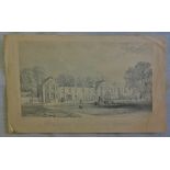 Pocklington Grammar School-An early to mid 19thc lithograph of Pocklington Grammar School by the