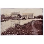 Northants - Woodford Mill 1907 used fine RP river view, boating activity, Woodford date stamp