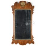 CHIPPENDALE WALNUT LOOKING GLASS. 3rd quarter 18th century. The rectangular beveled glass mirror