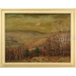 CARROLL BROWN (American, 1868-1923) AUTUMN LANDSCAPE. Oil on canvas. Housed in a white frame. Signed