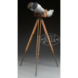 PAIR OF WWII JAPANESE SHIP'S BINOCULARS ON TRIPOD BASE. The large aqua painted binoculars with