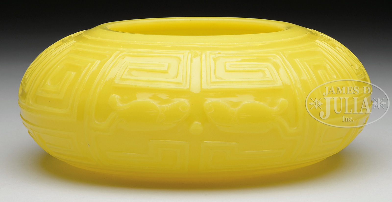 EGG YOLK YELLOW TRANSLUCENT PEKING GLASS LOW BOWL. Mid 19th Century. Bowl with wide mouth. Hand