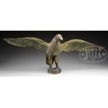 GILT COPPER DISPLAYED EAGLE. Eagle shown with spread wings, nicely detailed feathering and head