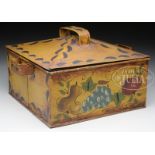 PAINT DECORATED TINWARE BOX. American, Circa 1850. The paint decoration 20th century, signed by