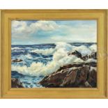 THOMAS R. CURTIN (American, 1899-1977) CRASHING SURF. Oil on canvas. Housed in a contemporary