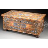 DECORATED PINE LIFT TOP BLANKET CHEST. Mid 19th century. Central or Eastern Europe. Rectangular