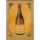 MOET & CHANDON PRESENTATION ADVERTISING SIGN. Mid-20th Century. This hand-painted sign featuring the
