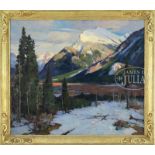 ALDRO THOMPSON HIBBARD (American, 1886-1972) "CANADIAN ROCKIES". Oil on canvas. Housed in a period