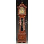 FINE TOBEY CLASSICAL REVIVAL INLAID MAHOGANY TALL CASE CLOCK. Early 20th century, Tobey Furniture