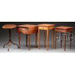 GROUP OF THREE WORK TABLES AND TILT TOP CANDLESTAND. Mid 19th to mid 20th century. New England.