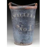 ANTIQUE LEATHER PAINTED FIRE BUCKET, "L.A. WILLIAMS NO 1.". 18th/19th century. Original leather