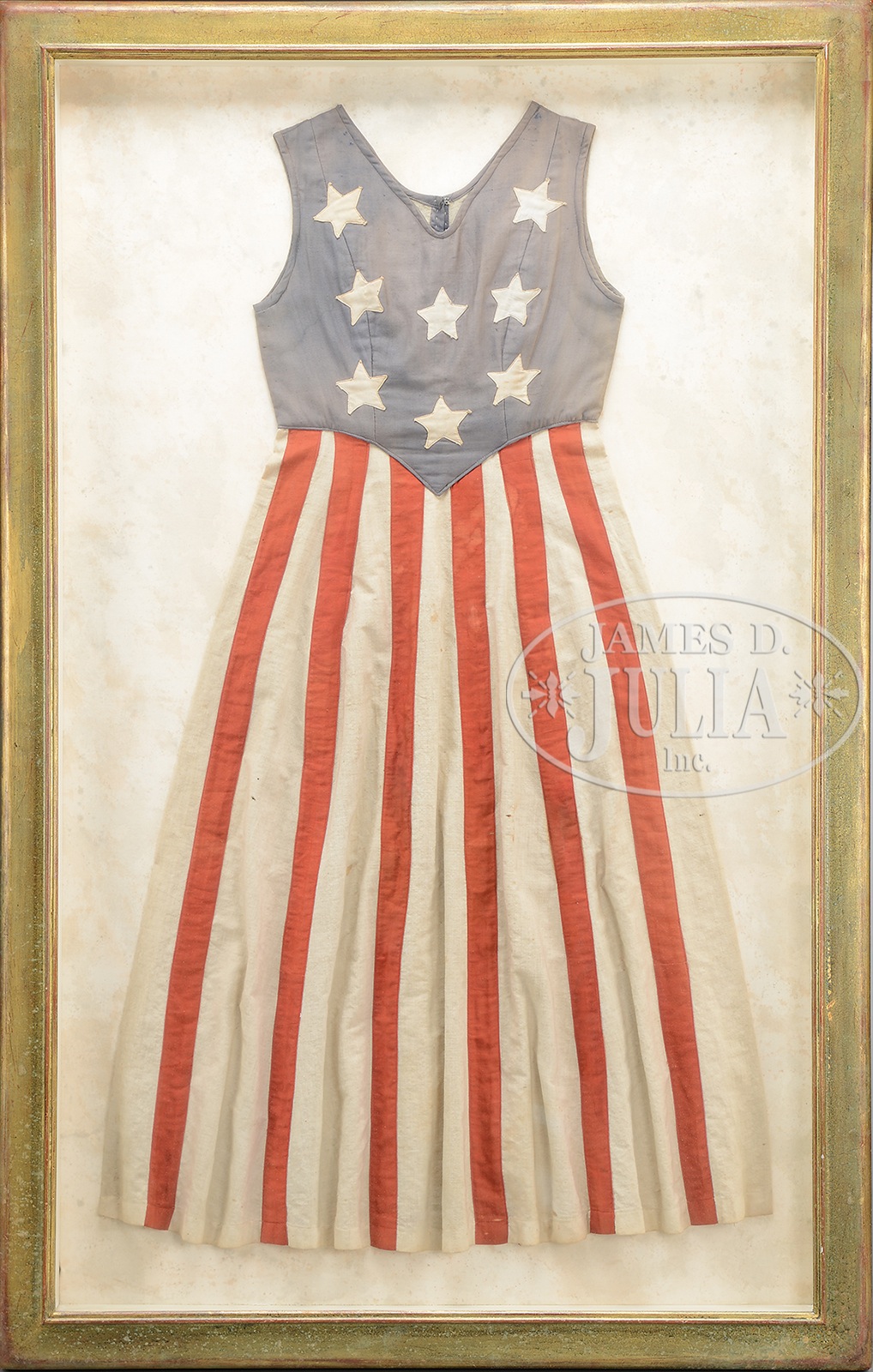 GROUPING OF PATRIOTIC STARS AND STRIPES CLOTHING AND REGALIA. 1) Fine dress finely framed made - Image 3 of 3