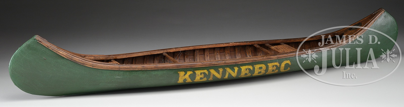 SALESMAN SAMPLE MODEL CANOE BY THE KENNEBEC BOAT AND CANOE COMPANY, WATERVILLE, MAINE. Early - Image 2 of 5